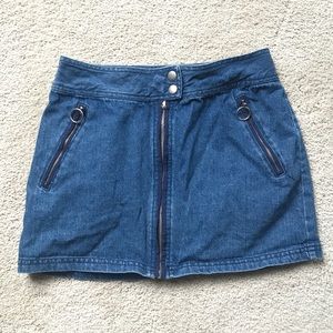 Denim zip front skirt